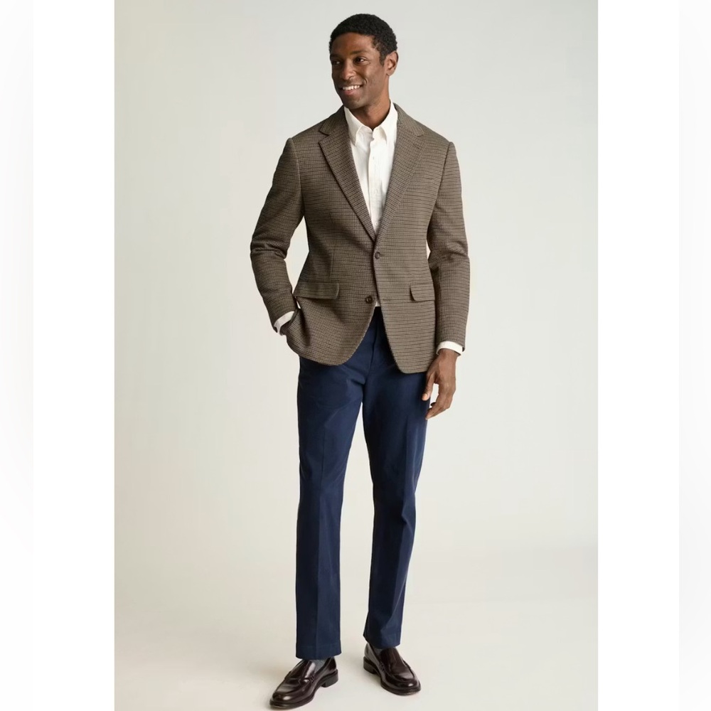 Bonobos Jetsetter Knit Blazer 36R Brown Gun Club Check